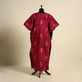 Pink - cotton hand batik kaftan with tie-up waist (long) 13