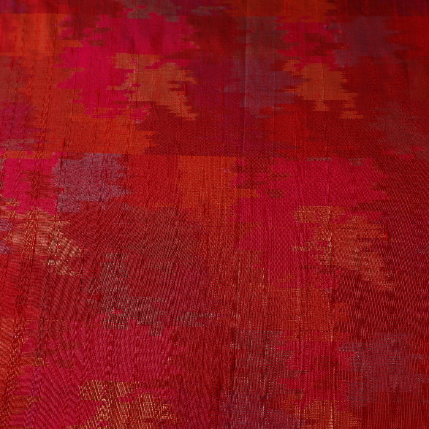 Red - Pochampally Ikat Weave Handloom Pure Raw Silk Fabric 33