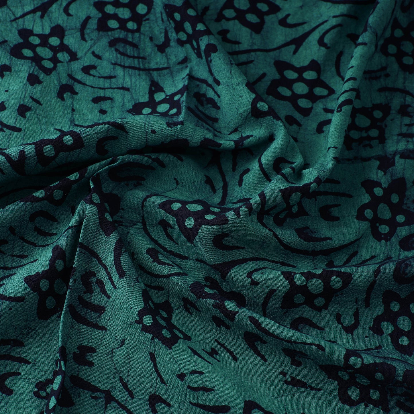 Green - Pure Cotton Kutch Batik Print Fabric 42