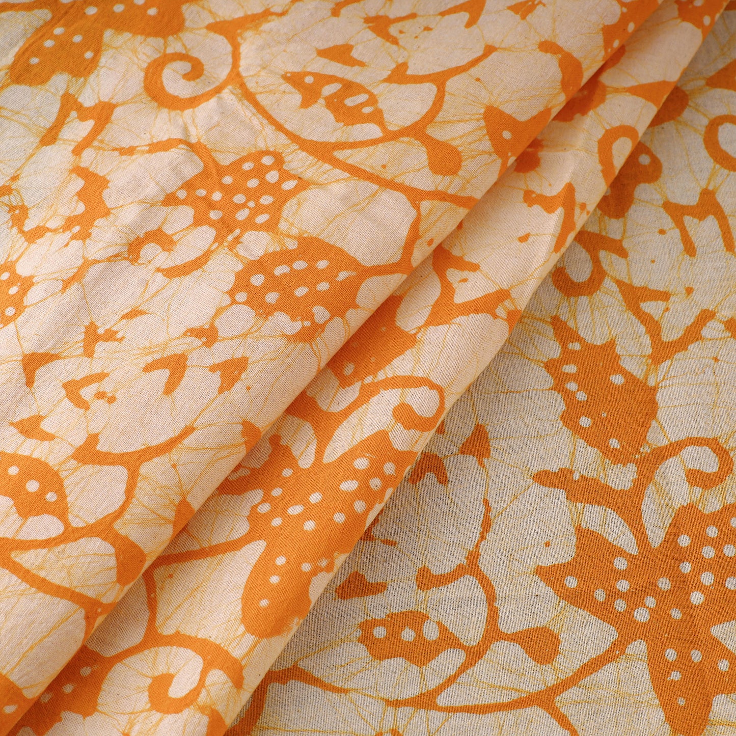 Orange - Pure Cotton Kutch Batik Print Fabric 43