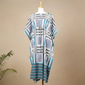  Hand Block Printed Cotton Kaftan with Tie-Up Waist 