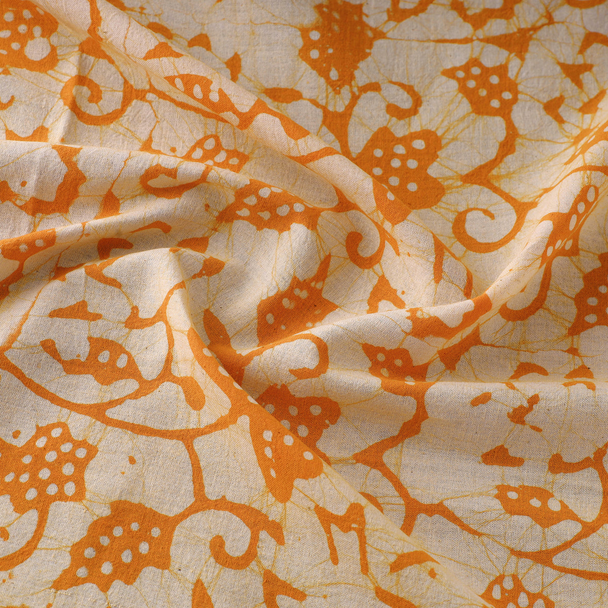 Orange - Pure Cotton Kutch Batik Print Fabric 43