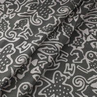 Grey - Pure Cotton Kutch Batik Print Fabric 44