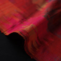 Red - Pochampally Ikat Weave Handloom Pure Raw Silk Fabric 33