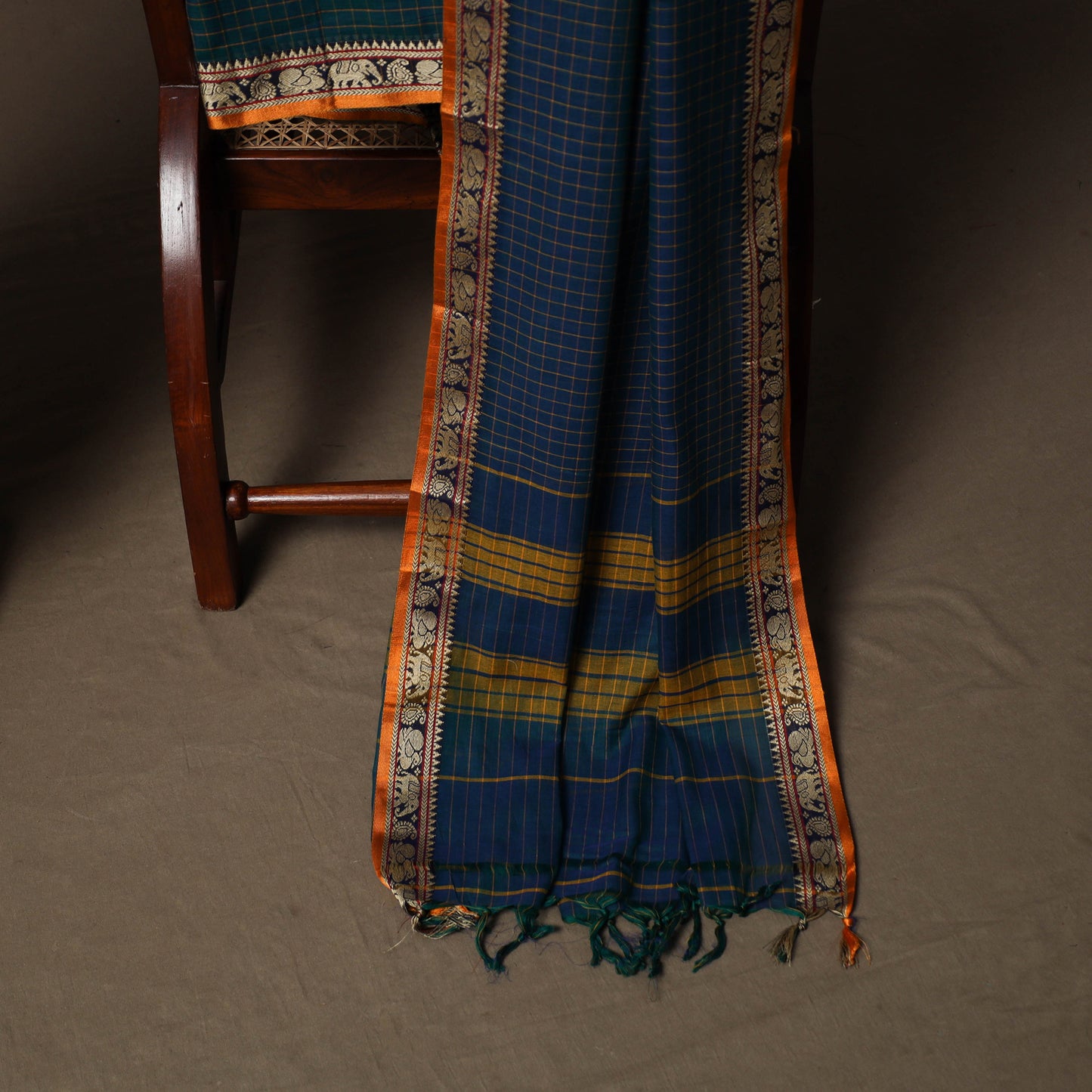 Dharwad Checks Mercerised Cotton 3pc Unstitched Dress Material Suit Set with Woven Border 95