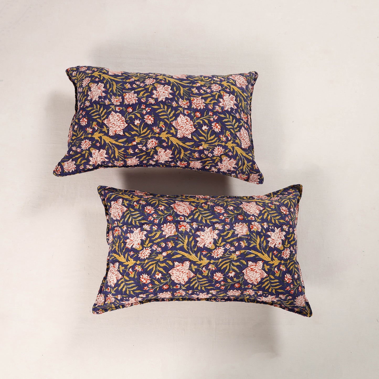 Blue - Set of 2 Sanganeri Block Print Cotton Pillow Covers 34