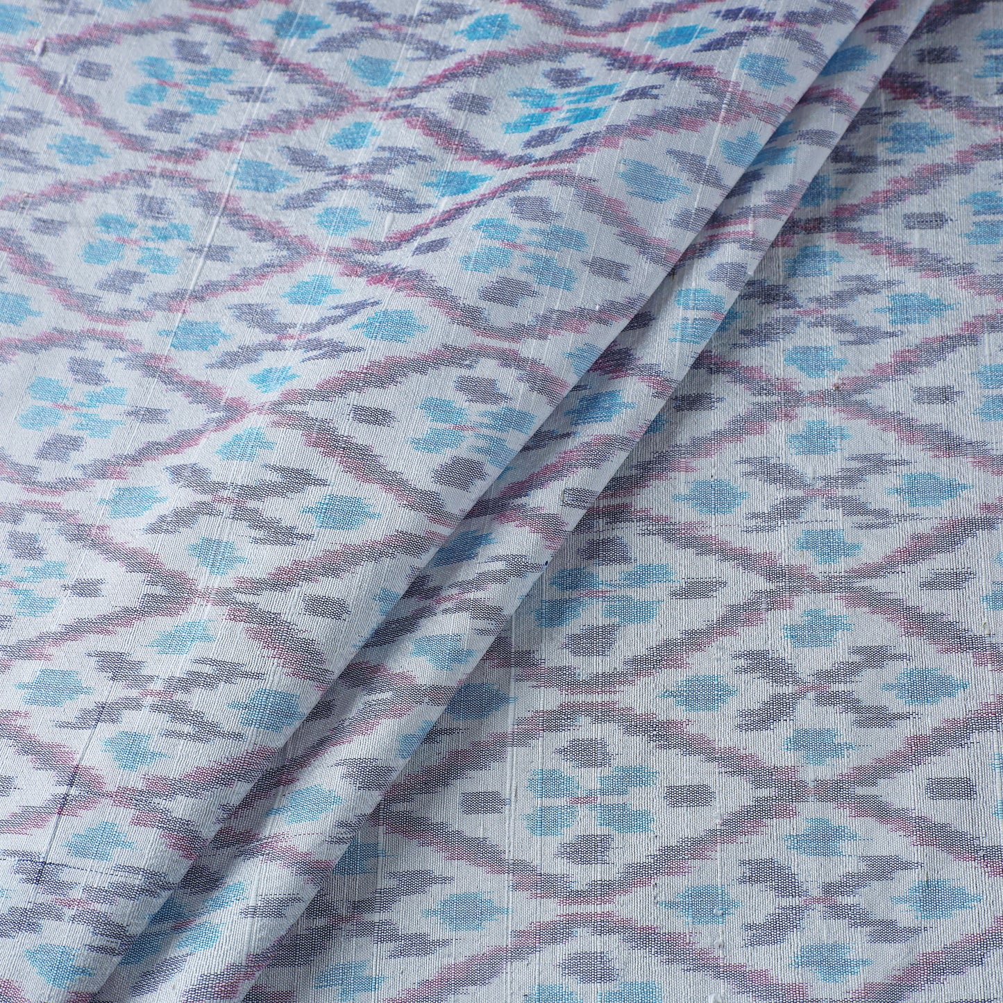 Multicolor - Pochampally Ikat Weave Handloom Pure Raw Silk Fabric 34