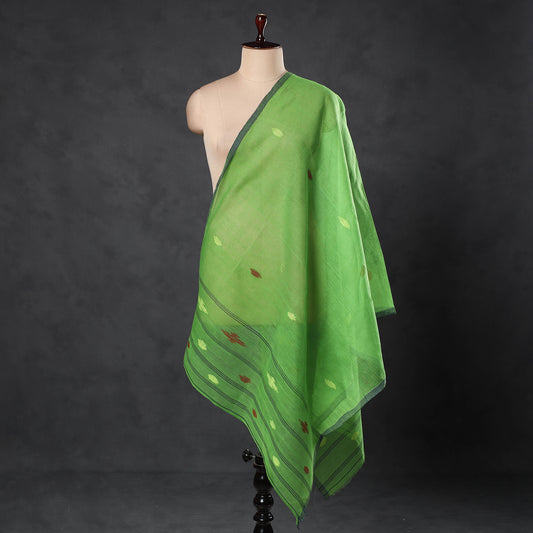 Green - Manipuri Weaving Masalai Phi Handloom Cotton Dupatta