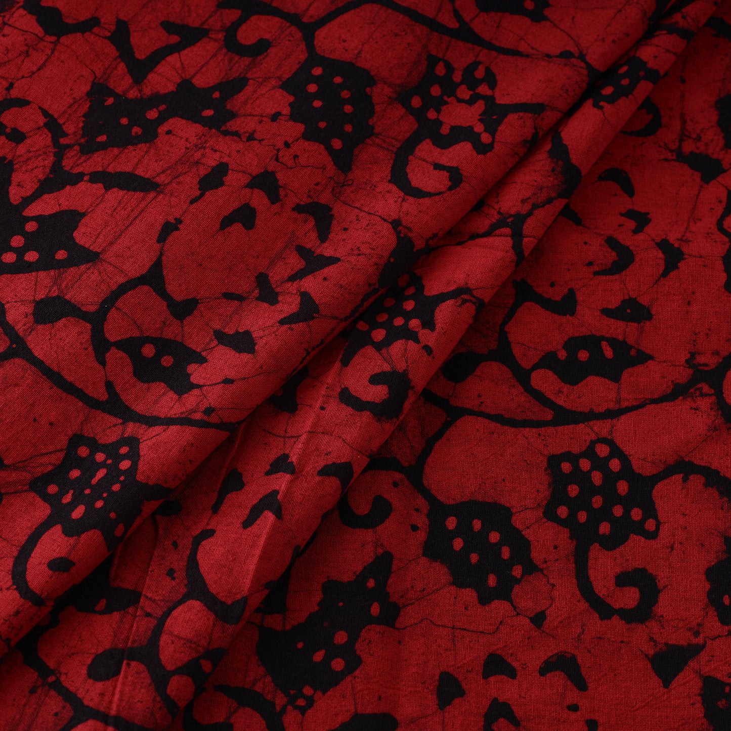 Red - Pure Cotton Kutch Batik Print Fabric 46