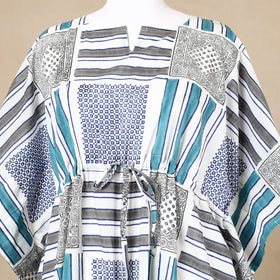  Hand Block Printed Cotton Kaftan with Tie-Up Waist 