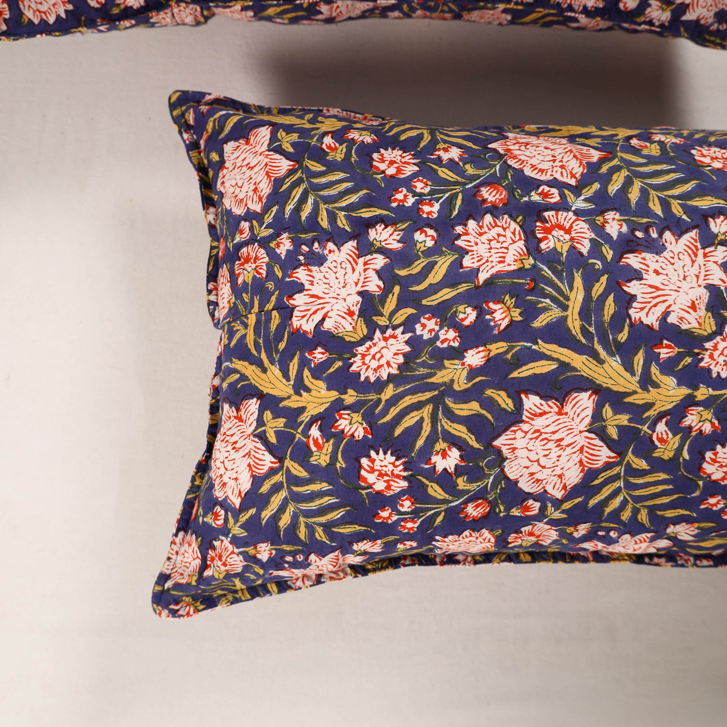 Blue - Set of 2 Sanganeri Block Print Cotton Pillow Covers 34