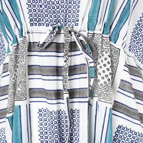  Hand Block Printed Cotton Kaftan with Tie-Up Waist 