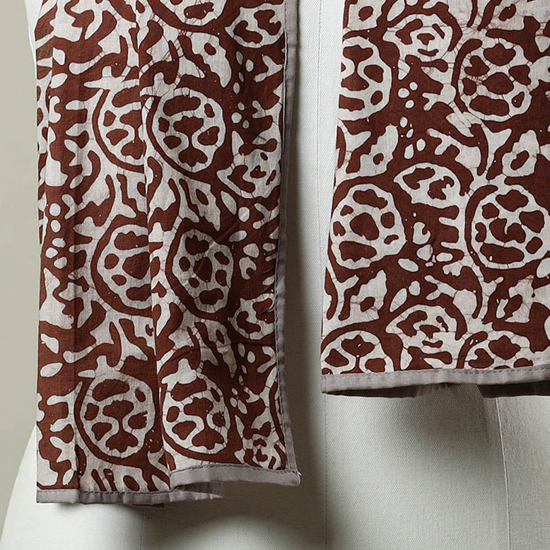 Brown - Cotton Hand Batik Print Stole 02