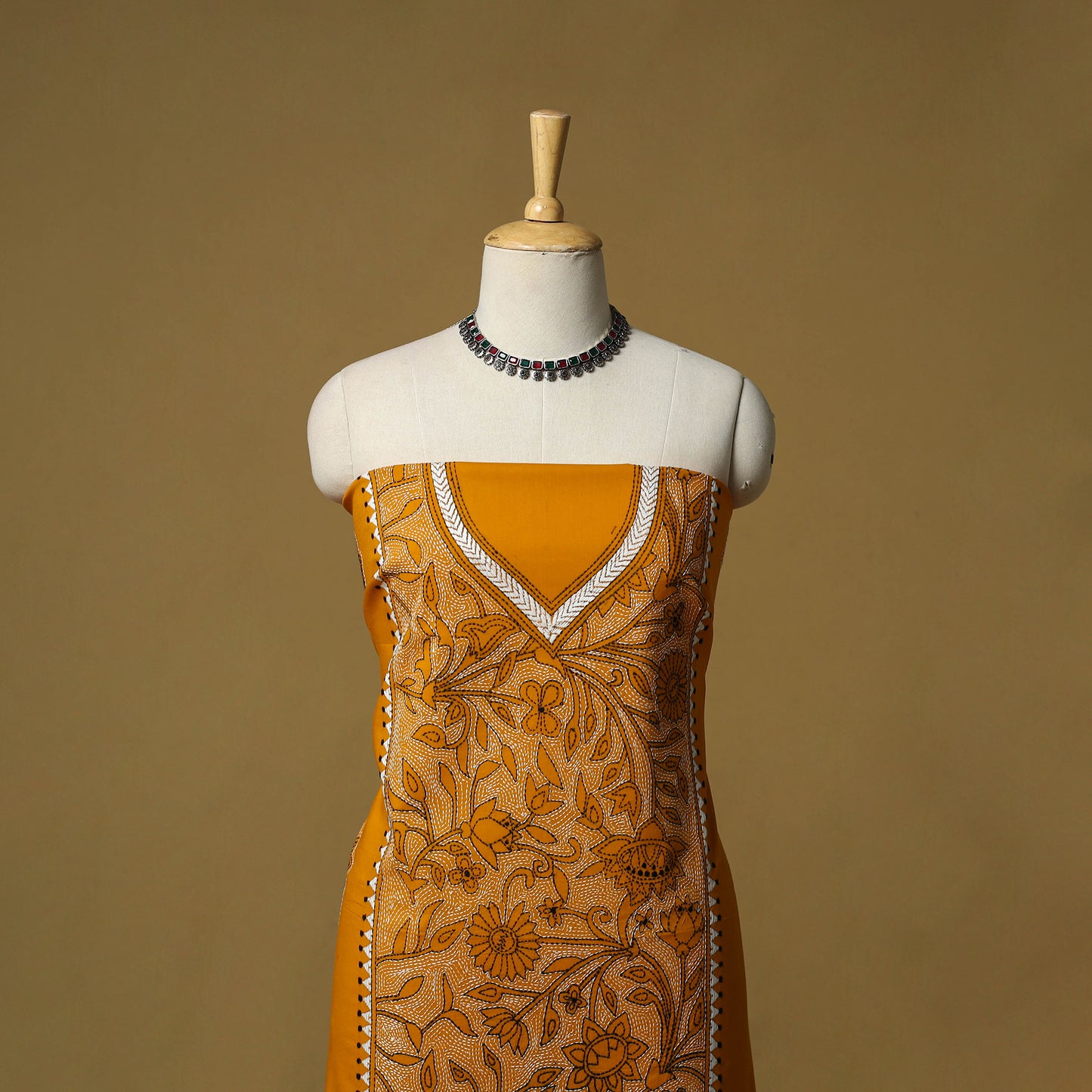 Bengal Kantha Hand Embroidered Unstitched Kurta Material (2.75M) 26