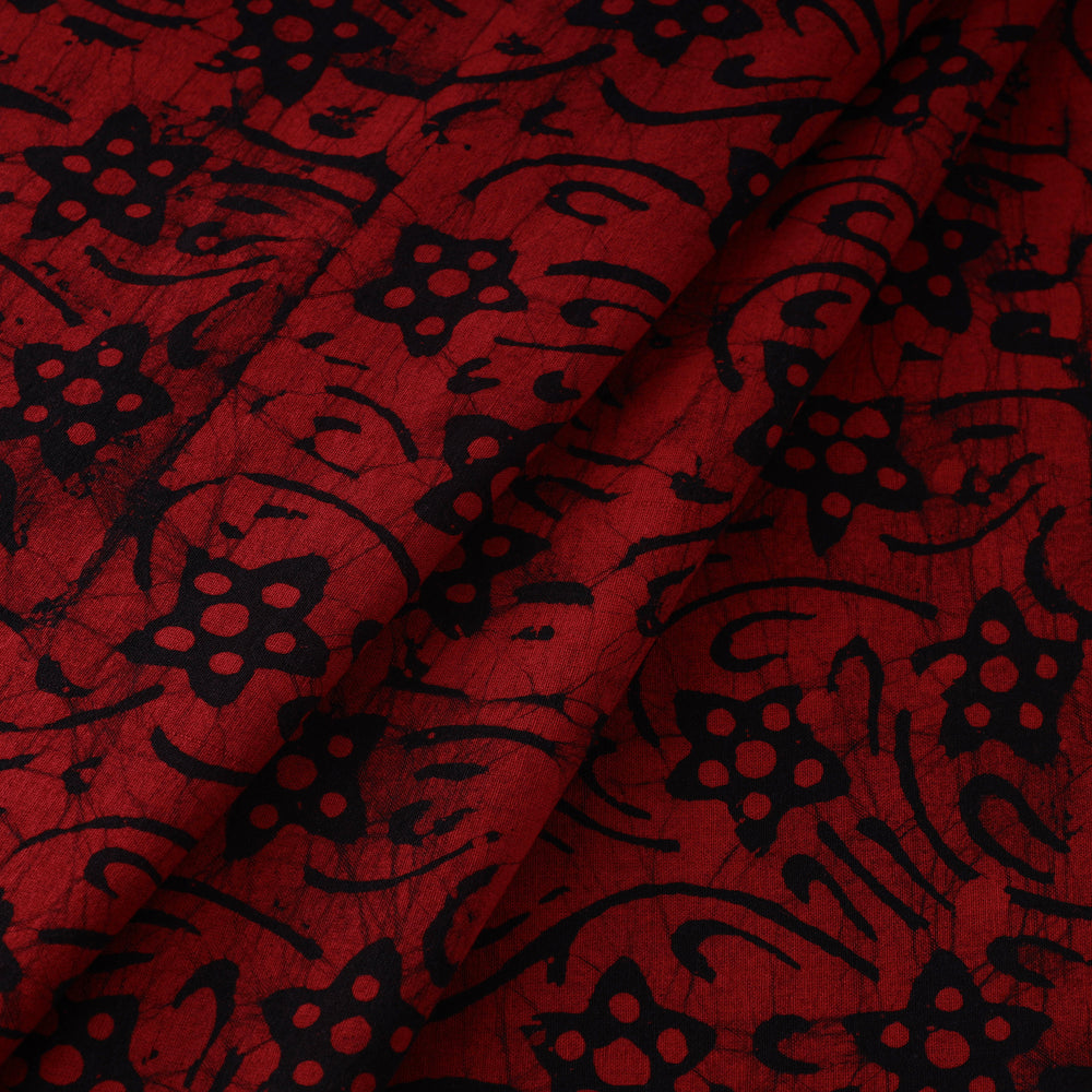 Red - Pure Cotton Kutch Batik Print Fabric 47