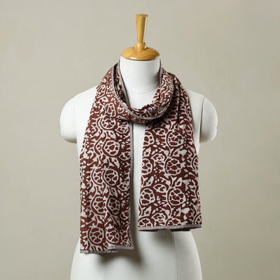 Brown - Cotton Hand Batik Print Stole 02