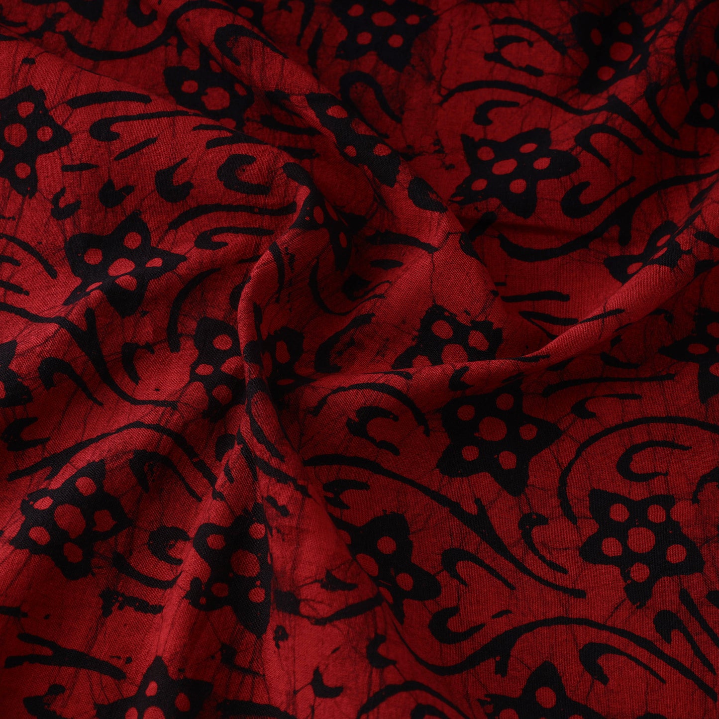 Red - Pure Cotton Kutch Batik Print Fabric 47