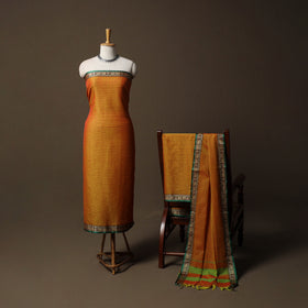Dharwad Checks Mercerised Cotton 3pc Unstitched Dress Material Suit Set with Woven Border 82