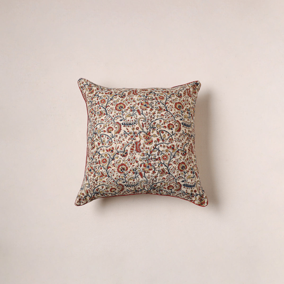 Kalamkari print cushion cover (16 x 16 in) 110 - handcrafted