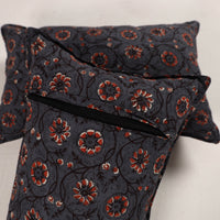 Grey - Set of 2 Bagru Block Print Cotton Pillow Covers 35