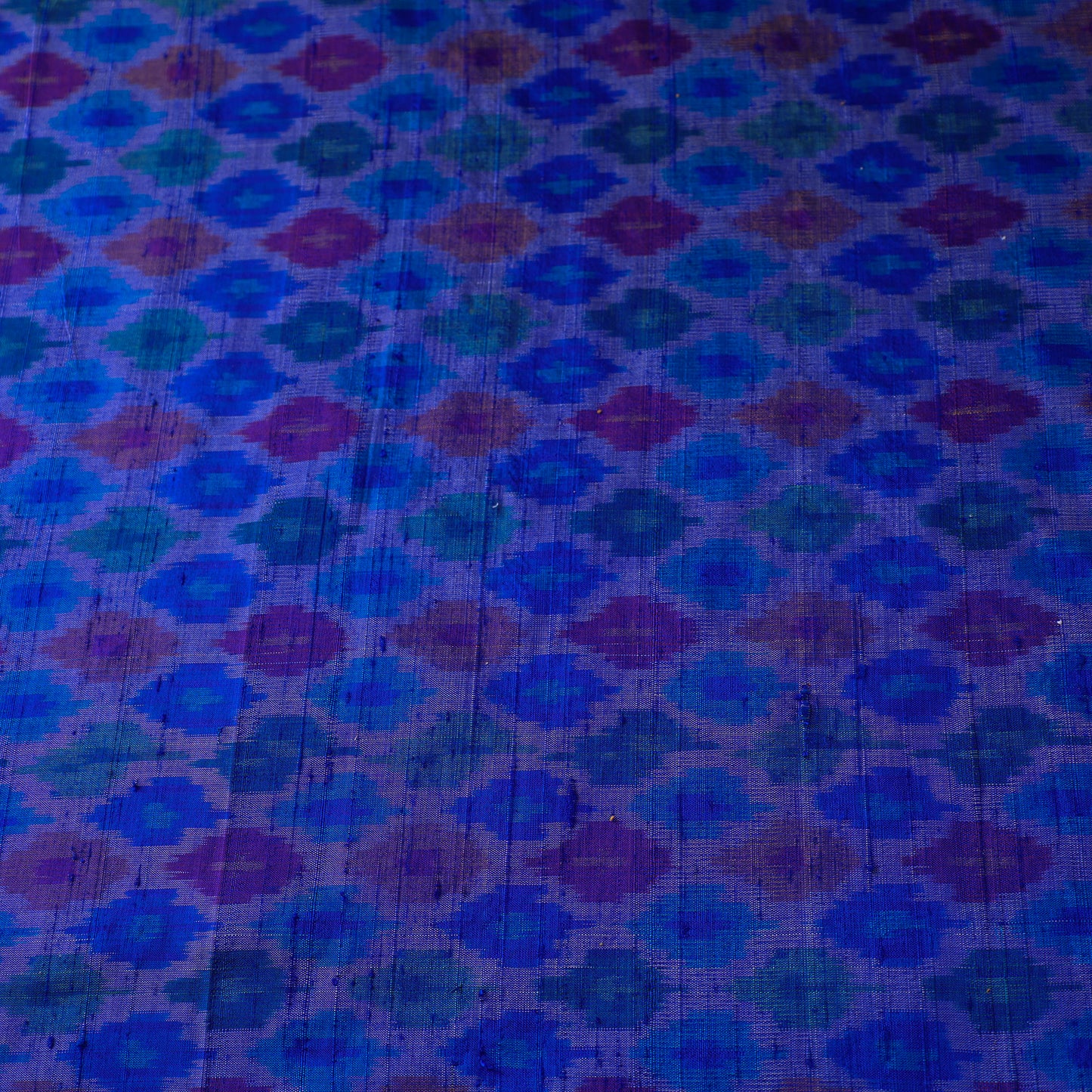 Blue - Pochampally Ikat Weave Handloom Pure Raw Silk Fabric 35