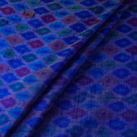 Blue - Pochampally Ikat Weave Handloom Pure Raw Silk Fabric 35