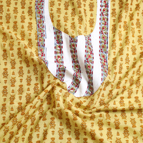 Buy Yellow Jaipur Print Patchwork Cotton Kurta Material