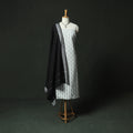 White - Jacquard Woven 2pc Cotton Unstitched Dress Material Kurta Set with Jewellery 08