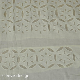 Yellow - Barmer Cut Work Cotton Applique 3pc Unstitched Dress Material 15