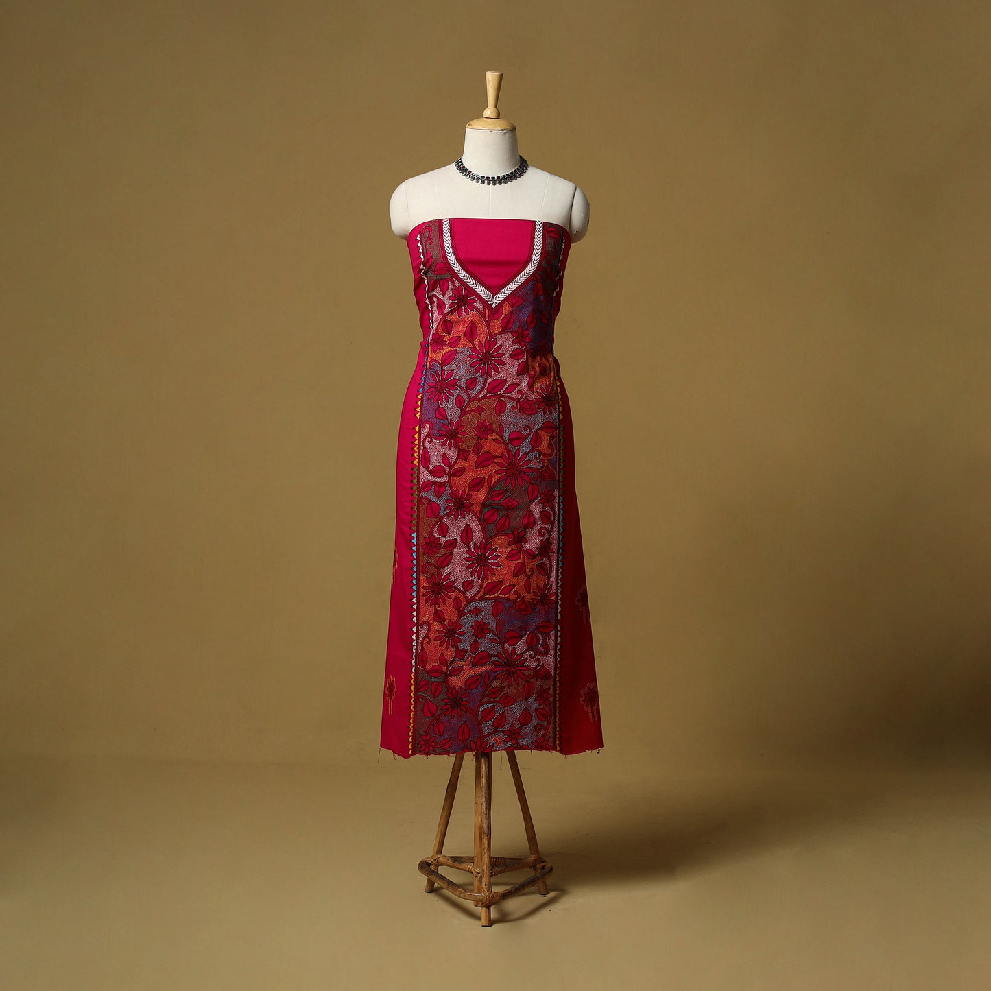 Bengal Kantha Hand Embroidered Unstitched Kurta Material (2.75M) 28