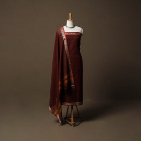Dharwad Checks Mercerised Cotton 3pc Unstitched Dress Material Suit Set with Woven Border 83