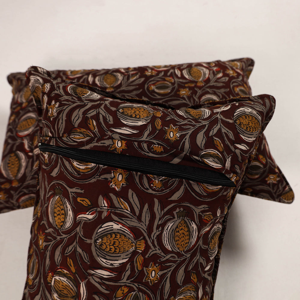 Maroon - Set of 2 Bagru Block Print Cotton Pillow Covers 36