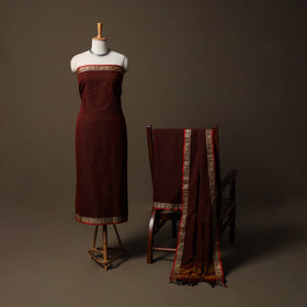 Dharwad Checks Mercerised Cotton 3pc Unstitched Dress Material Suit Set with Woven Border 83