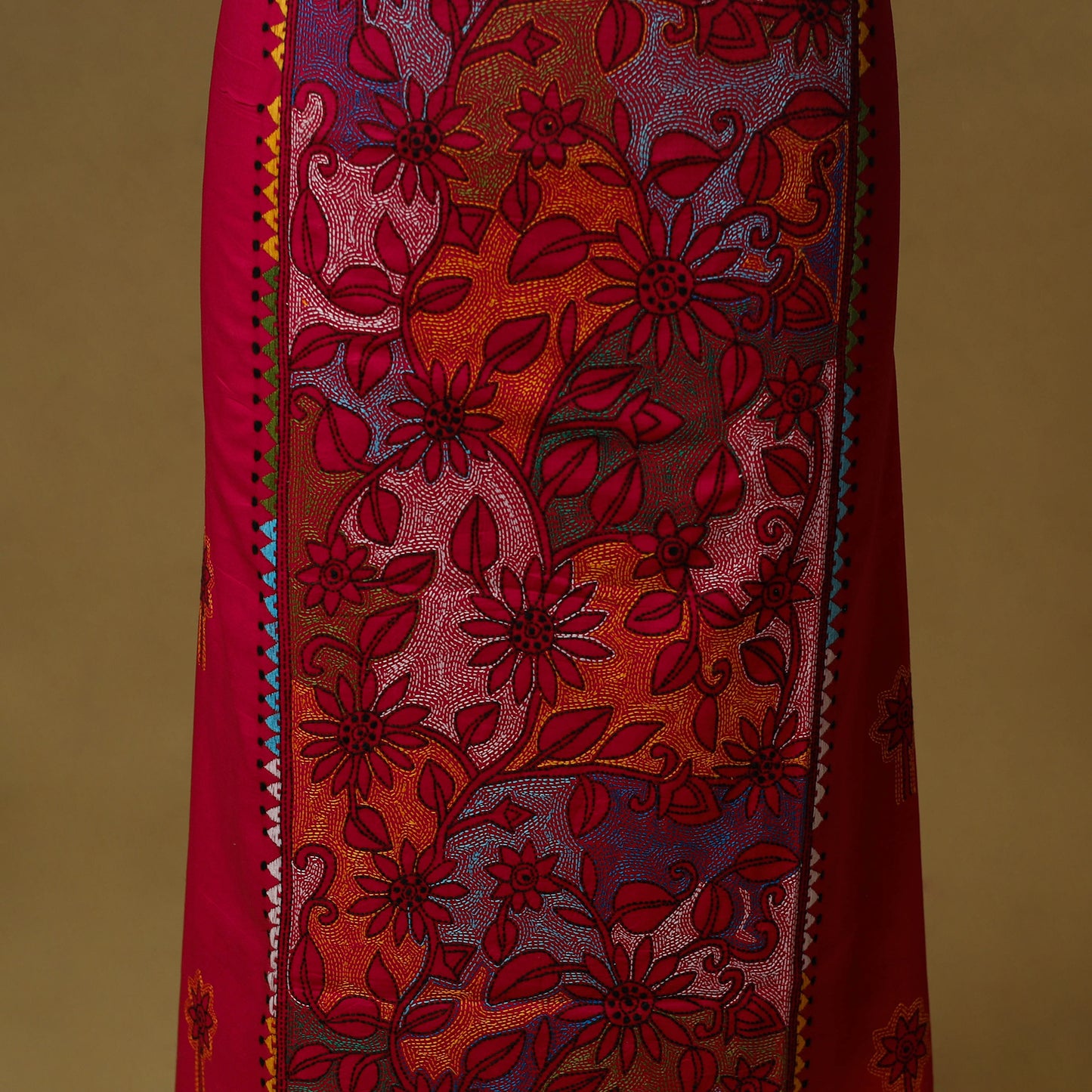 Bengal Kantha Hand Embroidered Unstitched Kurta Material (2.75M) 28