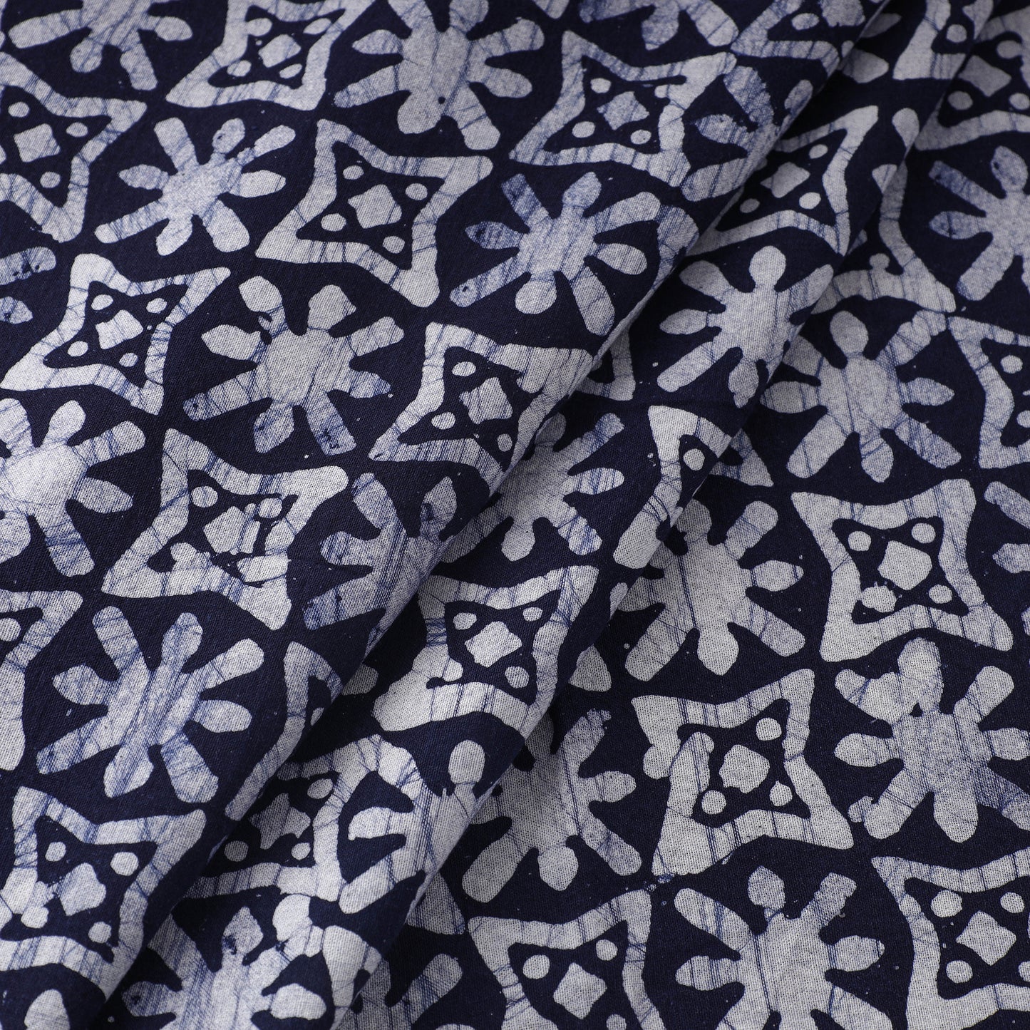 Blue - Pure Cotton Kutch Batik Print Fabric 53