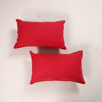 Pink - Set of 2 Jacquard Cotton Pillow Covers 37