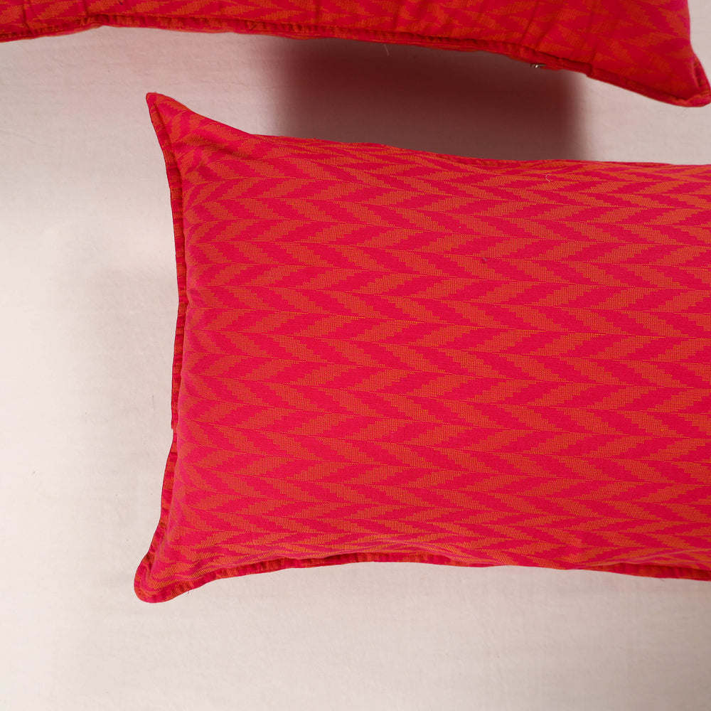 Pink - Set of 2 Jacquard Cotton Pillow Covers 37