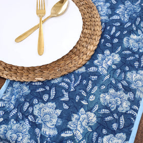 Blue Handmade Cotton Table Runner