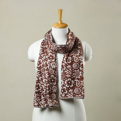 Brown - Cotton Hand Batik Print Stole 08