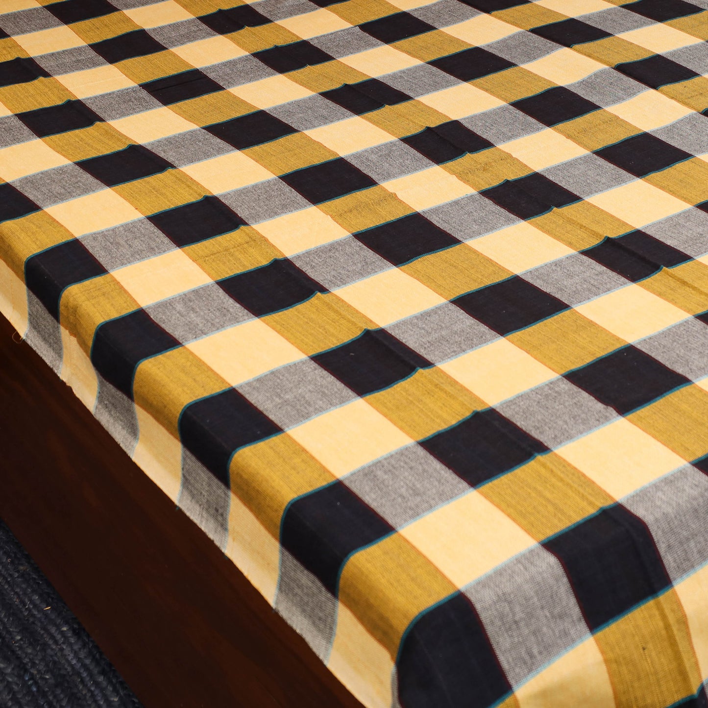 Yellow - single handloom cotton bed sheet (90 x 60 in) 73