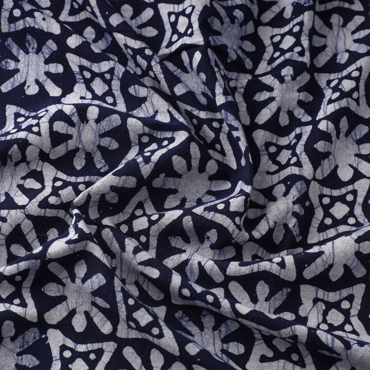 Blue - Pure Cotton Kutch Batik Print Fabric 53