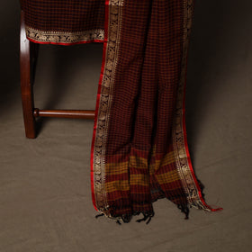 Dharwad Checks Mercerised Cotton 3pc Unstitched Dress Material Suit Set with Woven Border 83