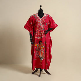 Pink - cotton hand batik kaftan with tie-up waist (long) 15