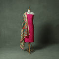 Kutch Bandhani Tie-Dye Pure Mul Cotton 2pc Unstitched Dress Material Kurta Set with Jewellery 13