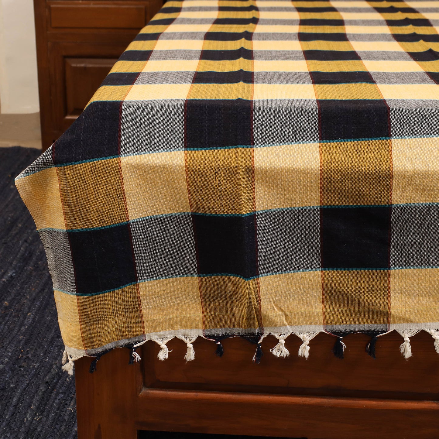 Yellow - single handloom cotton bed sheet (90 x 60 in) 73