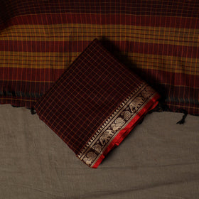 Dharwad Checks Mercerised Cotton 3pc Unstitched Dress Material Suit Set with Woven Border 83