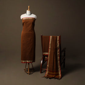 Dharwad Checks Mercerised Cotton 3pc Unstitched Dress Material Suit Set with Woven Border 84