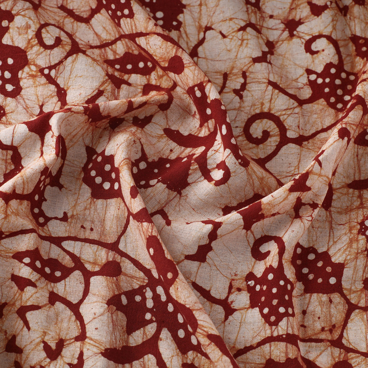 Brown - Pure Cotton Kutch Batik Print Fabric 54