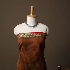 Dharwad Checks Mercerised Cotton 3pc Unstitched Dress Material Suit Set with Woven Border 84