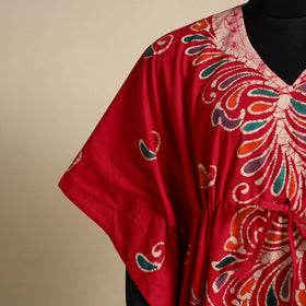 Pink - cotton hand batik kaftan with tie-up waist (long) 15